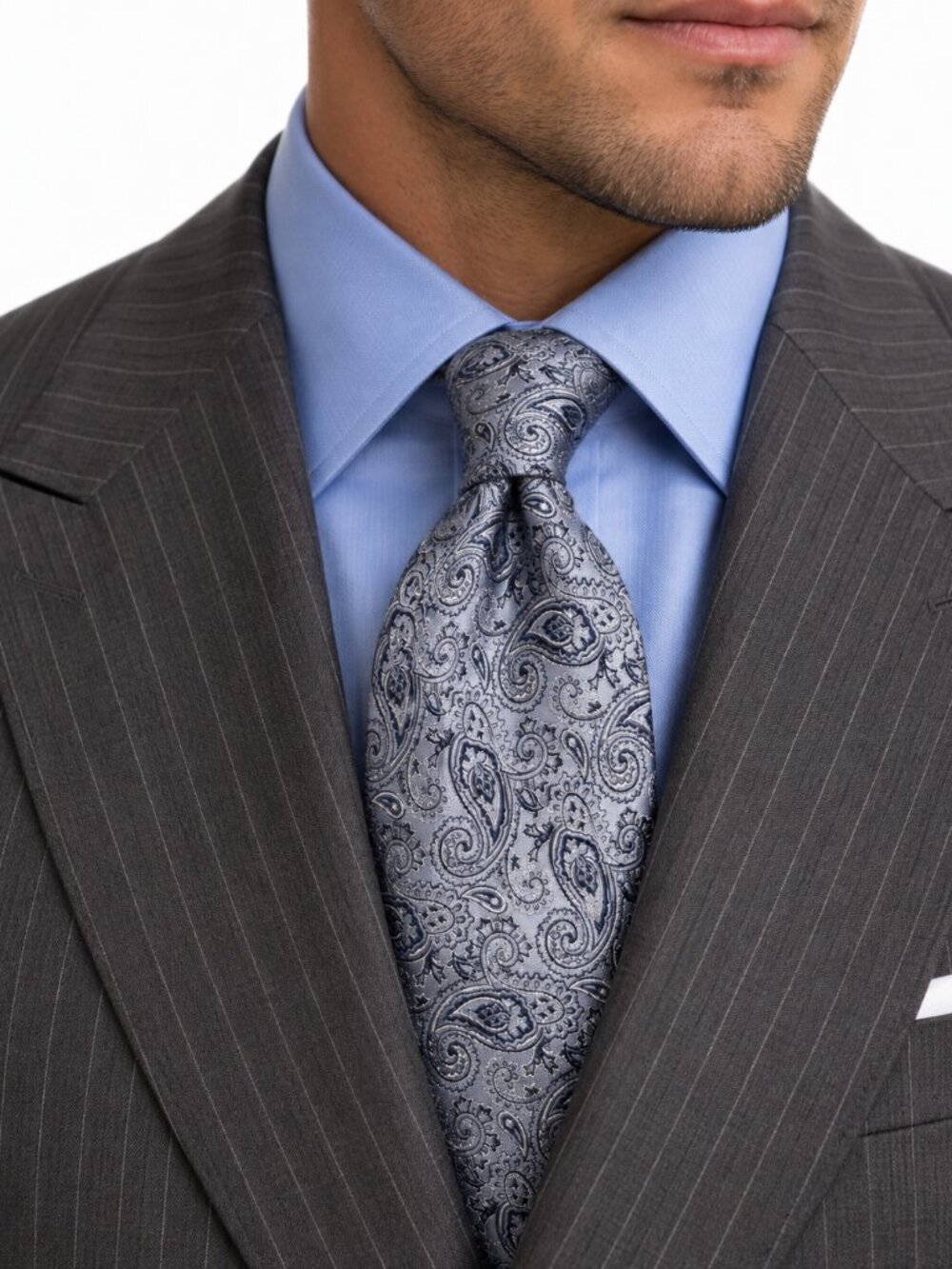 Distinguished! Jos. A. Bank Signature Collection Blue Paisley 100% Silk Tie